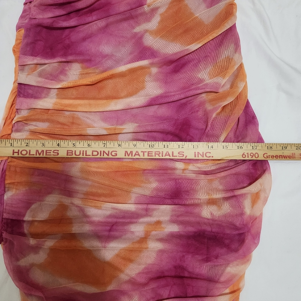 ZARA Tie Dye  Strapless Midi Dress Womens Small Pink Orange Tulle - Picture 11 of 11